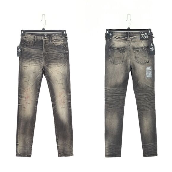 Prps Men 30 Warlock Jeans Black Perigee Distressed Stretch Skinny Grungy NEW